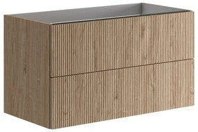 Armadietto bagno a terra Opera 2 cassetti P 46 x L 89.5 x H 50 cm noce naturale