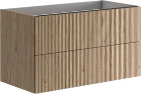 Cassettiera Opera con 2 cassetti, cannettato noce naturale L89,5 H50 P45,5 cm