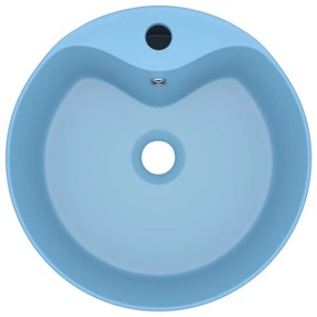 Lavandino con Troppopieno Azzurro Opaco 36x13 cm in Ceramica