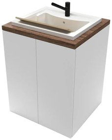 Mobile lavatoio bianco 79x65 cm con ante e vasca in resina Wanda