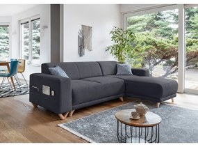 Divano angolare color antracite allungabile e con contenitore Classy Sophie – Miuform