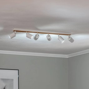 Envostar Tino spot soffitto 6 luci bianco/legno