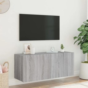 Mobile tv a parete con luci led grigio sonoma 100x35x41 cm