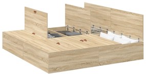 Struttura letto con contenitore  in rovere sonoma 200x200 cm