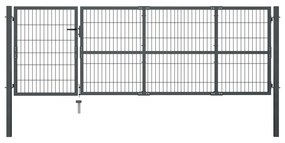 Cancello Di Recinzione Con Pali İn Acciaio 350x100 Cm Antracite /
