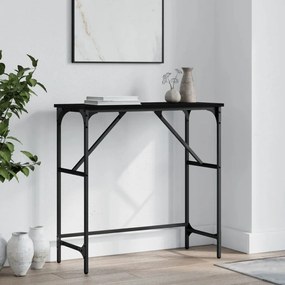 Tavolino Consolle Nero 75x32x75 Cm İn Legno Multistrato /