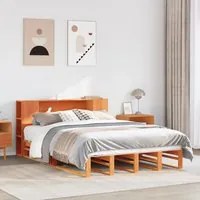 Letto Libreria senza Materasso Marrone Cera 135x190 cm Legno 3323895