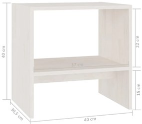 Comodini 2 pz Bianchi 40x30,5x40 cm in Legno Massello di Pino