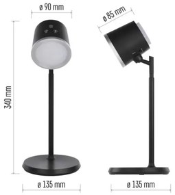 LED Lampada da tavolo ricaricabile dimmerabile 4in1 LED/6W/3,7V 3000K/4000K/6500K nero