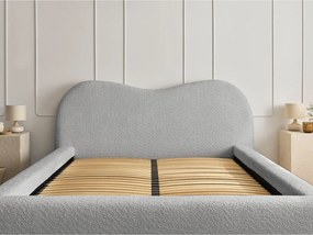 Letto matrimoniale imbottito grigio chiaro con contenitore con rete inclusa 180x200 cm Orlane – Bobochic Paris