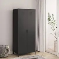 Armadio Seinjoki per Guardaroba in Acciaio 180 x 76 x 50 cm - Nero Opaco [en.casa]