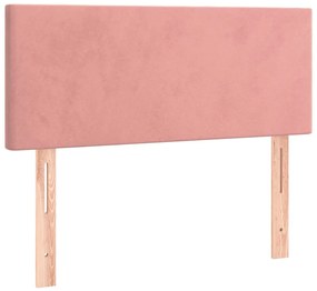 Letto a Molle con Materasso e LED Rosa 100x200 cm in Velluto