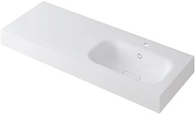 Lavabo a incasso rettangolare vasca a destra L 120.5 x H 15 x P 46 cm in resina bianco opaco