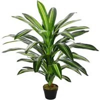 EasyComfort Pianta Tropicale Decorativa Dracena Finta in Plastica con Vaso per Interno ed Esterno, 18 x 110cm