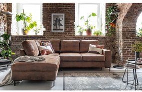 Divano letto angolare in similpelle marrone (angolo sinistro) Lofty Lilly - Miuform