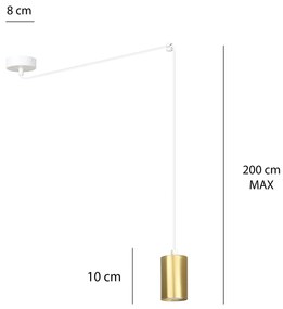 Sospensione A Ragno In Acciaio Bianco E Oro 1 Luce Tracker Con Cavo 3 Metri