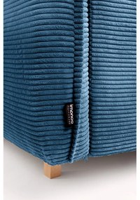 Divano angolare blu allungabile (con penisola a destra/a forma di "U") con rivestimento in velluto a coste Tori – Bonami Selection