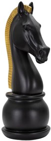 Cavallo Scacchistico Nero con Finiture Dorate cm Ø 18,5x50