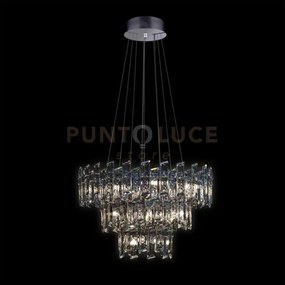 Arcadia lampada a sospensione 3 livelli 3/6/9 luci, cromo, 18 lampa...