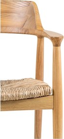 Sedia da pranzo di colore naturale in legno massiccio con braccioli Getafe – House Nordic