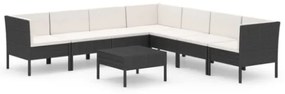 Set Divani da Giardino 8 pz con Cuscini in Polyrattan Nero