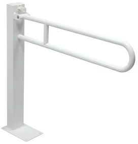 Barra di sostegno ribaltabile a colonna per disabili 65 cm in acciaio bianco con porta rotolo