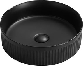 Mexen Grovo lavabo da appoggio scanalato 35 x 35 cm, nero opaco - 22303585