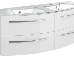 Mobile sottolavabo e lavabo Image bianco lucido L 130 x H 48 x P 48 cm 1 vasca 2 cassetti