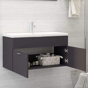 Mobile da bagno con lavabo integrato grigio in truciolato
