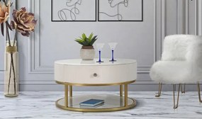 Tavolo da caffè con struttura dorata montpellier color crema ø75x36 cm