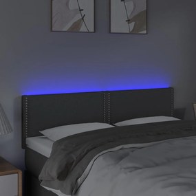 Testiera a led grigio scuro 144x5x78/88 cm in tessuto