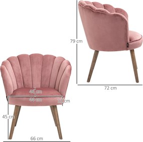 Poltrona Imbottita 66x72x79 cm in Velluto Rosa...