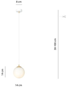 Lampadario a Sospensione in Acciaio ROYAL 1 Nero/Bianco e Oro E14