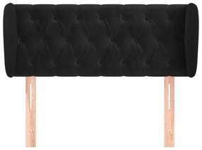 Testiera ad orecchio nera 103x23x78/88 cm in velluto