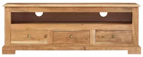 Mobile tv in legno massello di acacia 110x30x40 cm marrone