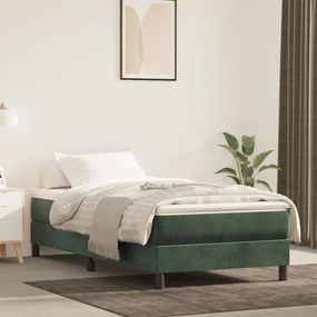 Materasso A Molle Verde Scuro 80x220x20 Cm İn Velluto /