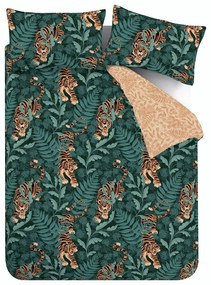 Set copripiumino e federa verde e marrone per letto matrimoniale e per letto esteso 230x220 cm Tropic Tiger Leaf – Catherine Lansfield