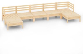 Set salotto da giardino 7 pz in legno massello di pino