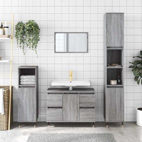 Mobile Da Bagno Grigio Sonoma 80x33x60 Cm İn Legno Multistrato /