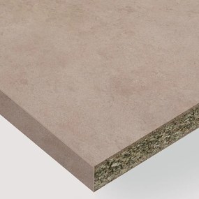 Piano cucina in truciolare rivestito in laminato hpl cemento beige Porfido L 304 x P 63 cm, spessore 3.8 cm