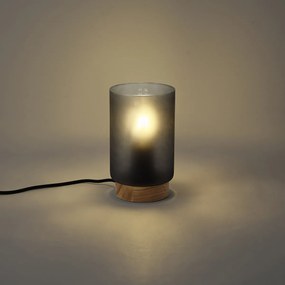 Lampada da tavolo moderna in legno con vetro grigio opaco - Umbra