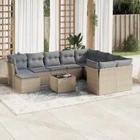 Set Divani da Giardino 11 pz con Cuscini Beige in Polyrattan 3218599