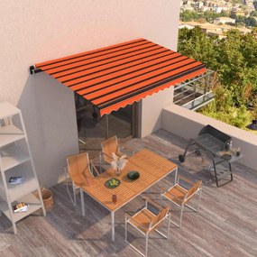 Tenda Da Sole Manuale Retrattile 400x350 Cm Arancione E Marrone /