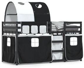 Letto A Castello Senza Materasso Bianco E Nero 90x190cm İn Pino /