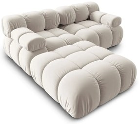 Divano angolare componibile beige (con composizione variabile) con rivestimento in velluto Bellis – Micadoni