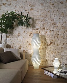 Lampada Da Terra Totem Helios 1 Luce In Polilux Bianco Made In Italy