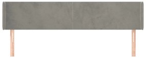 Testiera ad orecchio grigio chiaro 183x16x78/88 cm in velluto