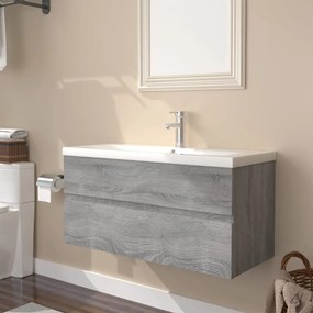 Mobile bagno e lavabo integrato grigio sonoma legno multistrato