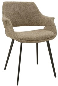 Set di sedie EMBAJADORES in tessuto beige effetto bouclé e gambe in metallo nero, con braccioli
