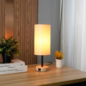 Brilagi - Lampada da tavolo con porta USB TABLON 1xE27/25W/230V rovere/nero/beige